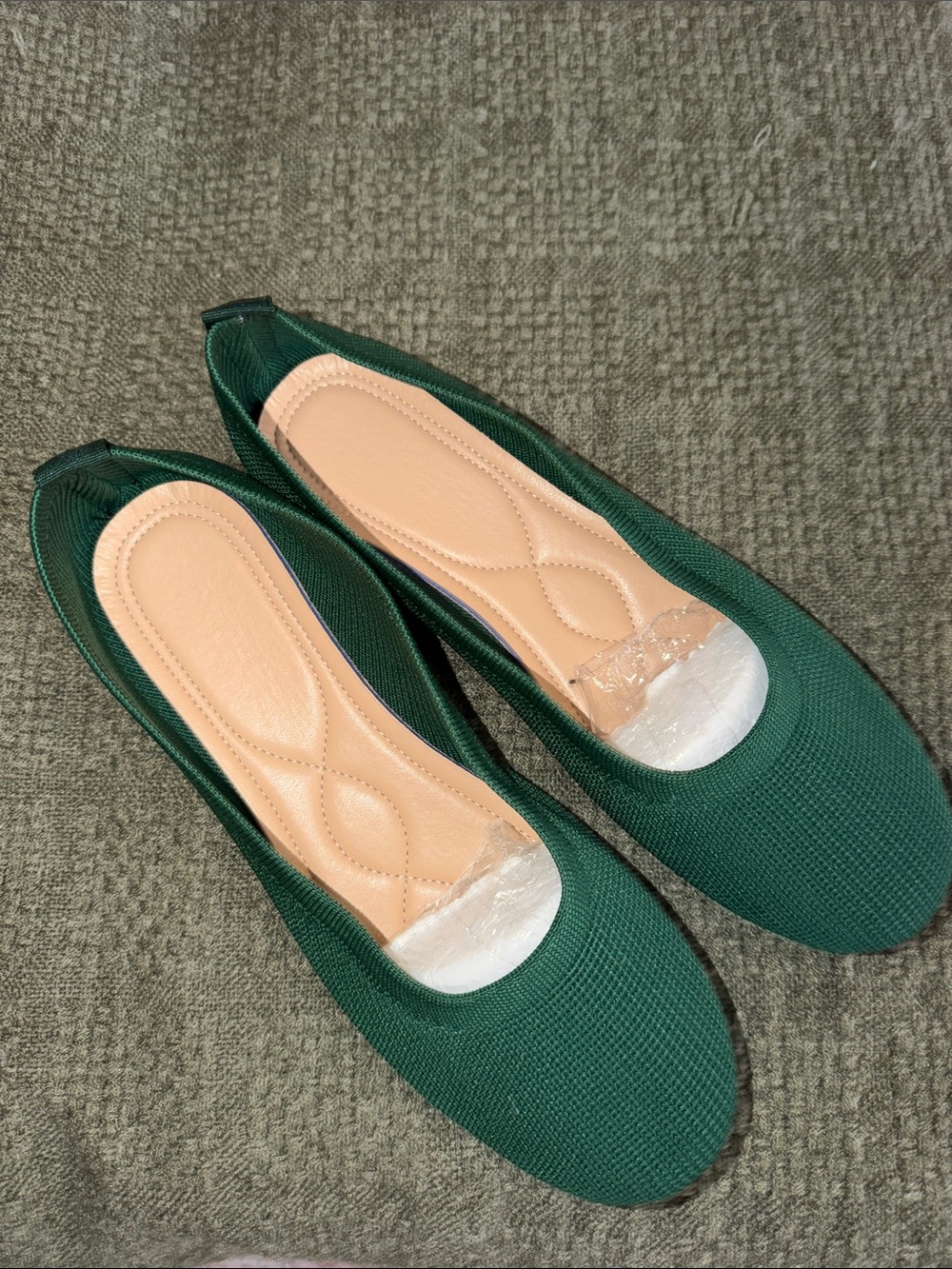 NWOB Women's Dark Green Knit Slip-On Ballet Flats